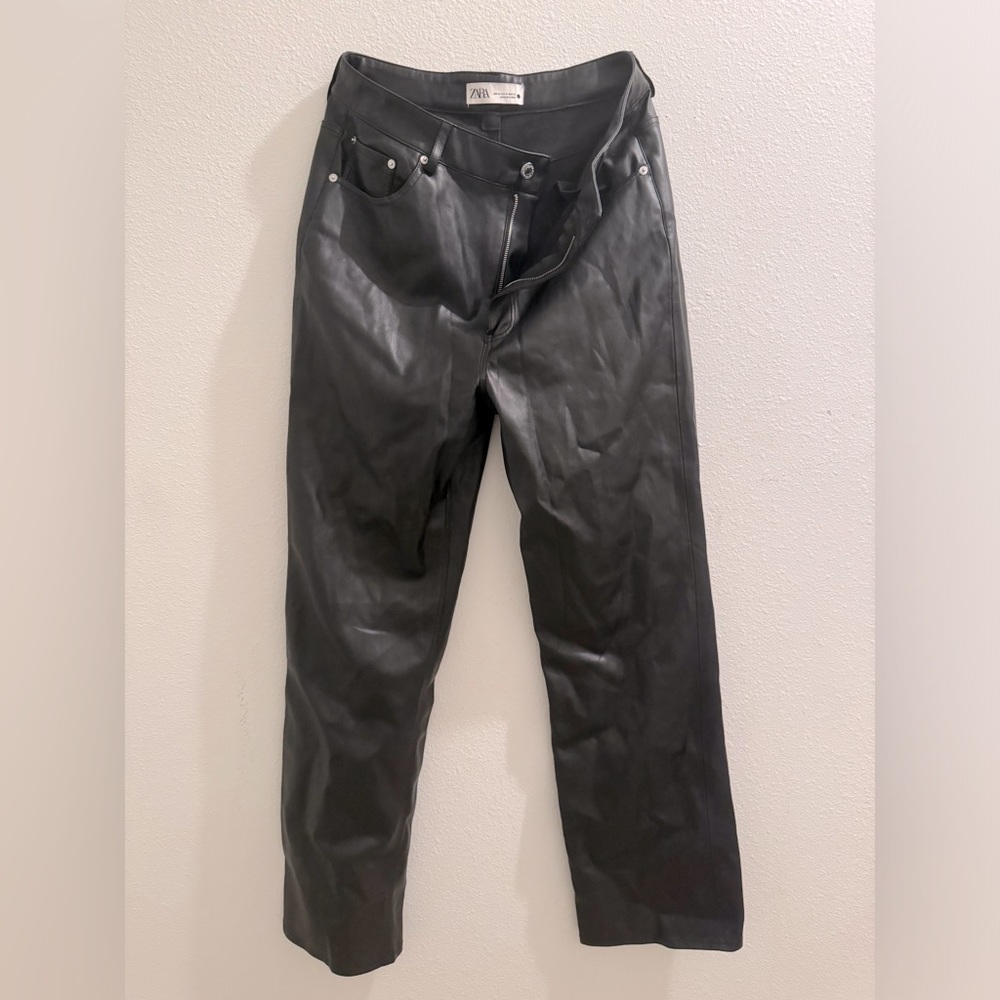 Zara faux black leather pants